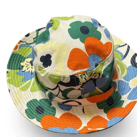 San Diego Hat Co Floral Bucket Hat Wood Buckle Retro Mod Pop Art Sun Hat - Picture 10 of 13